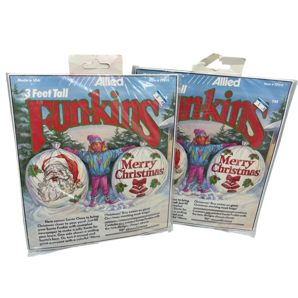Vintage Funkins Merry Christmas Outdoor Decorations Allied 3 Ft Tall USA NOS